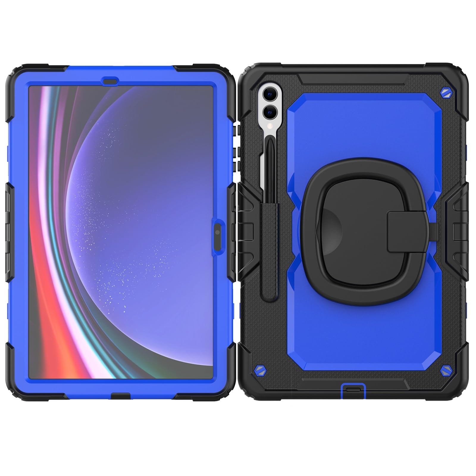 Wytrzymałe, odporne na wstrząsy etui z TPU do Samsung Galaxy Tab S9 Plus 12,4 cala model 2023 (SM-X810/X816/X818) dla dzieci, obracany o 360 stopni uchwyt stojak z osłoną ekranu + pasek na ramię