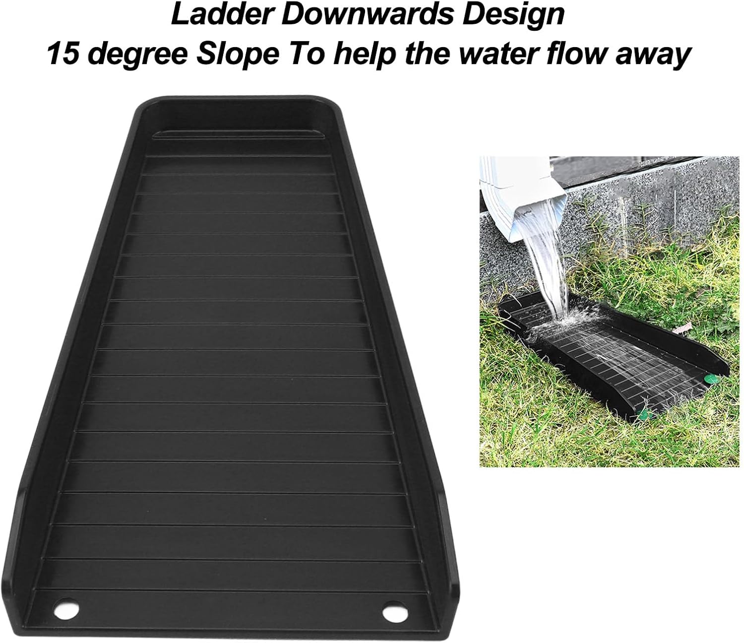 Rain Gutter Downspout Block, Ladder Downwards Design Plastic Guards for Water Drainage with 8 Fixing Nails, for All Types of Downpipes (Black)