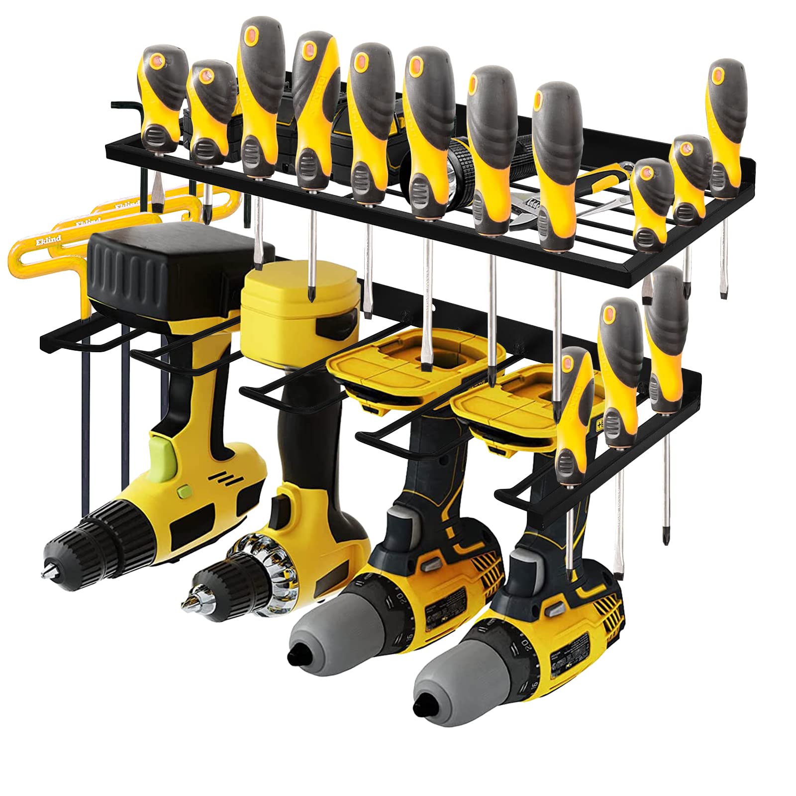 Power Tool Organizer Wall Mount Floating Tool Shelf Drill Rack and Shelf for Workshop Shed