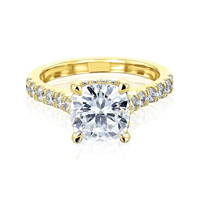Kobelli 2 1 2 ctw Cushion Forever One Moissanite and Lab Grown Diamond Hidden Halo Engagement Ring