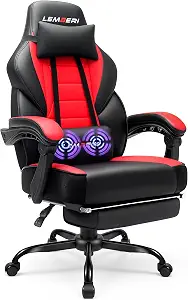 LEMBERI Big and Tall Gaming Chair, 400lb Capacity, Red