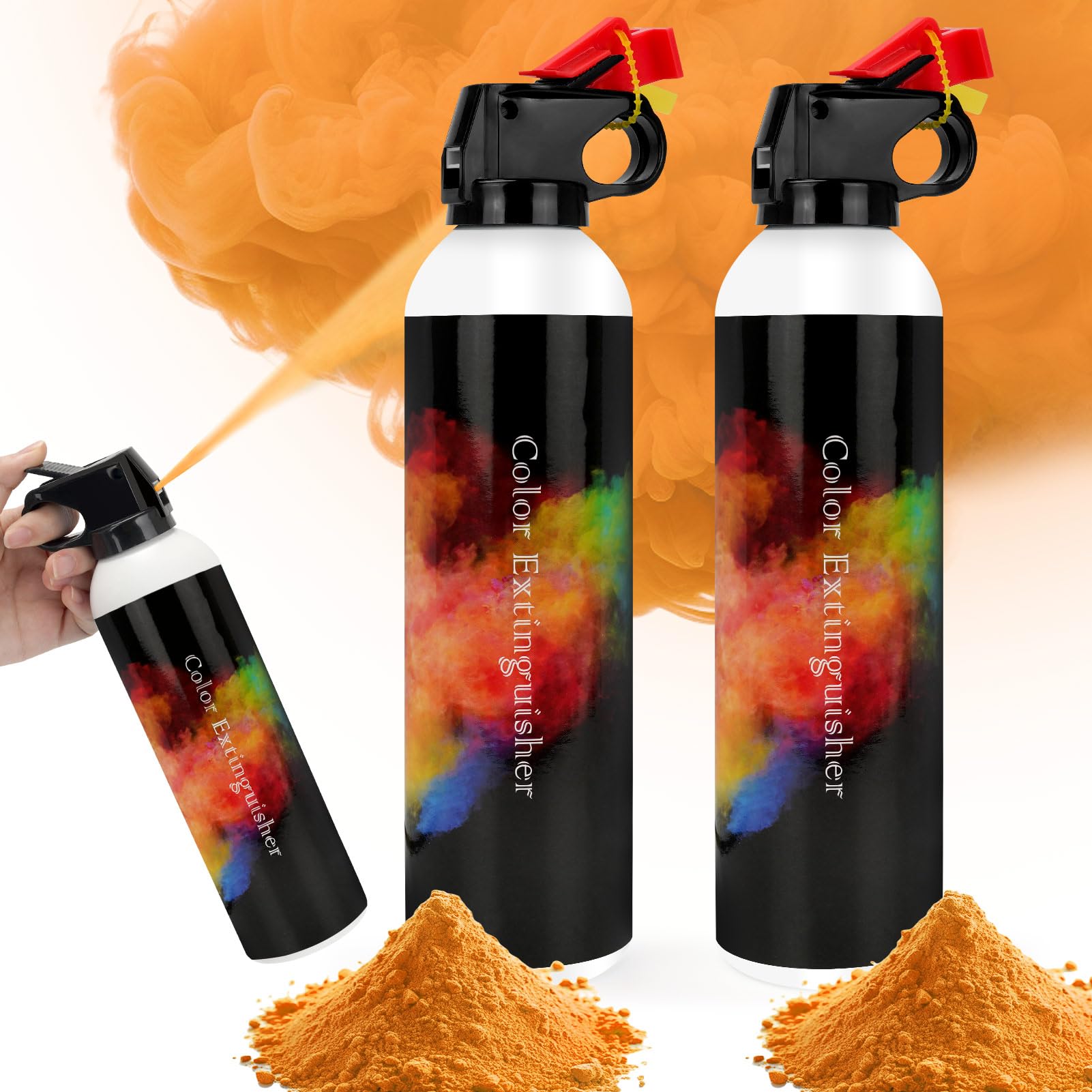 RISEMART Colour Extinguisher for Gender Reveal, Wedding, Paintball, Sports Event, Photoshoots and Special Effects - Creative Colorful Powder (Orange, 2 Pack)