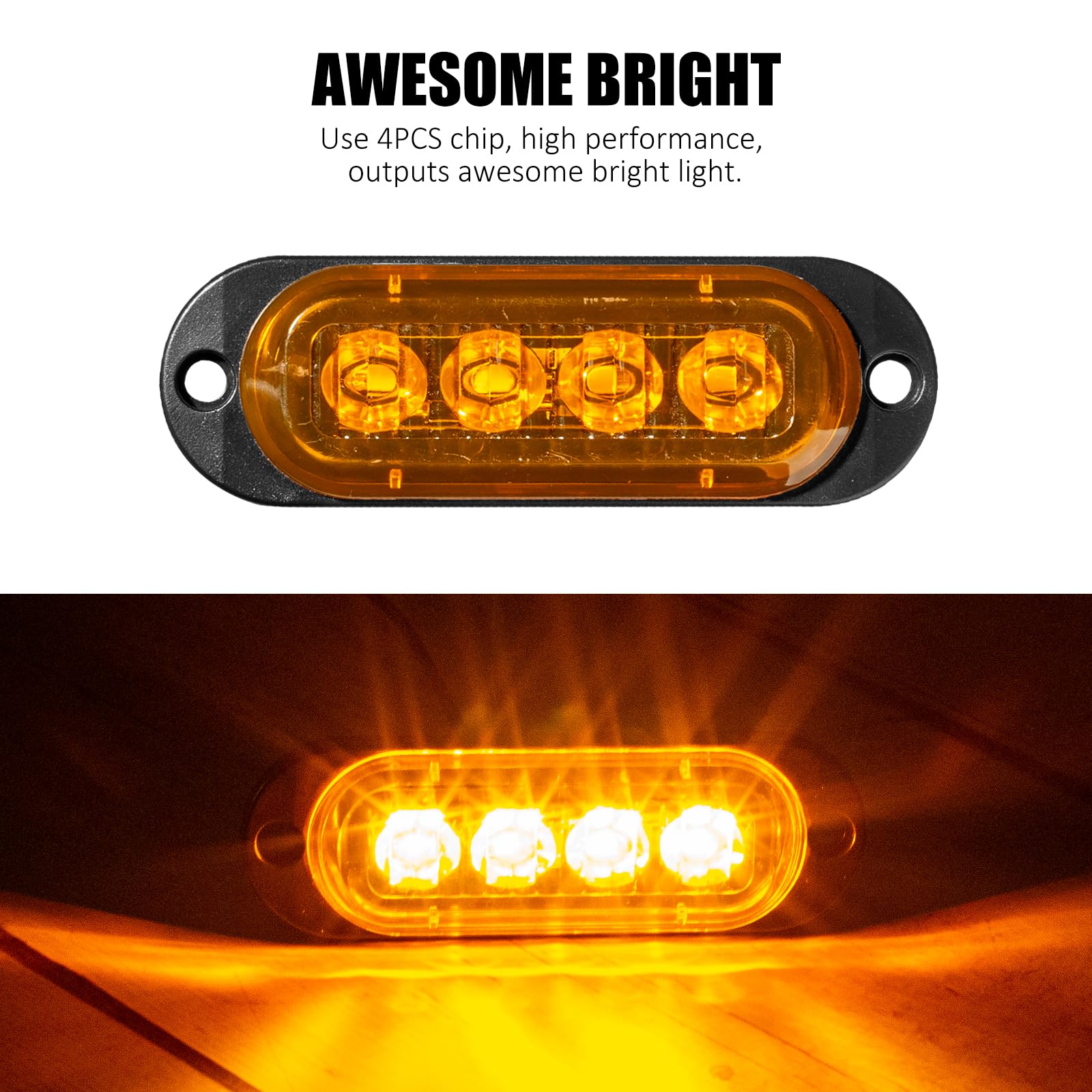 Catekro 10 stk. Begrenzungsleuchten Anhänger mit 4 Licht 12 V - 24 V Gelb | Positionsleuchten Anhänger 3000K Wasserdicht Universelle Seitenmarkierungsleuchten für Bus Caravan LKW PKW als Umrissleuchte