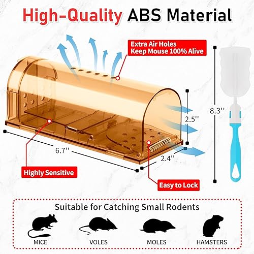 Miniatura 2 de LULUCATCH Trampas Humanas para Ratones 6 Pack, Trampas para Ratones Vivas, Trampas para Ratones de Liberación para Interiores para el Hogar,