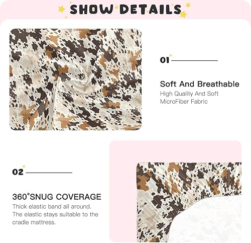 Miniatura 5 de Fitted Crib Sheets Brown Cow Pattern Baby Crib Sheets for Boy & Girl Toddler Mattress Sheets 21216545