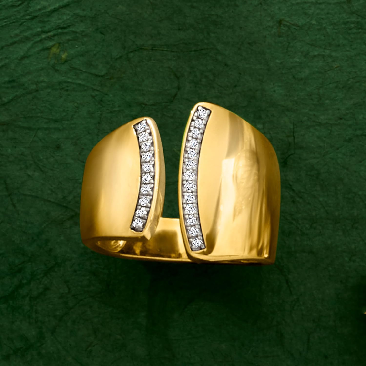 Ross-Simons 0.15 ct. t.w. Diamond Asymmetrical Ring in 18kt Gold Over Sterling