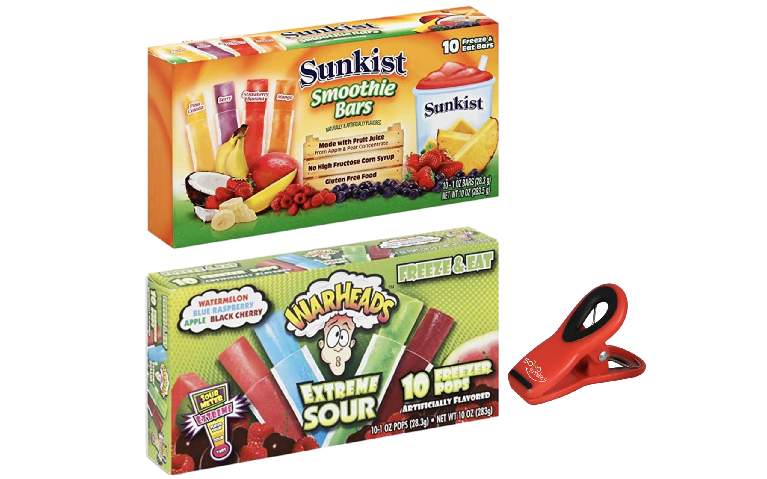 Ice Pops Freezer Bar Variety Pack 1 Box of 10 Sunkist Smoothie Bars