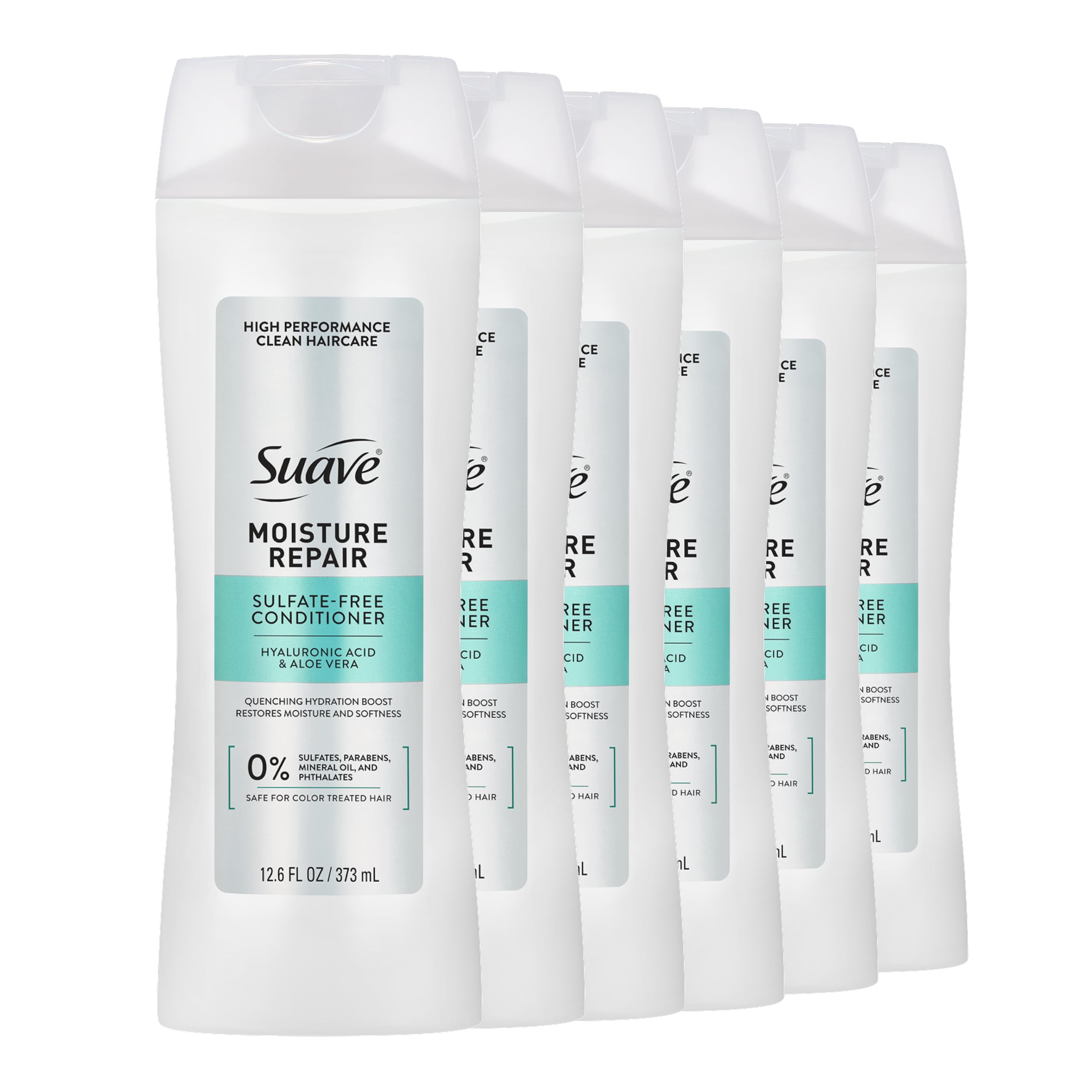 Suave Moisture Repair Conditioner, Hyaluronic & Aloe, 12.6 fl oz, 6-Pack