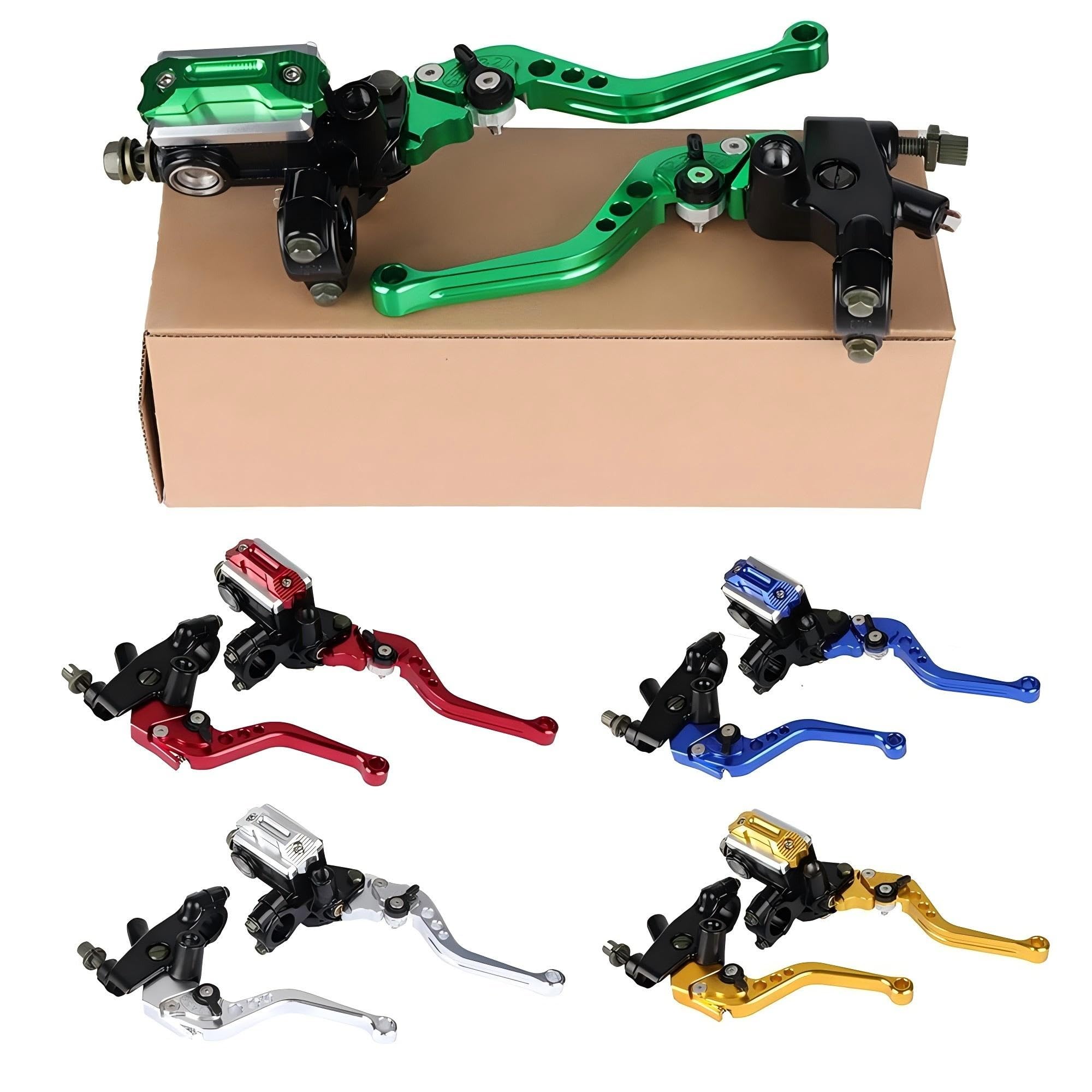 Racing 7/8" 22mm Motorradkupplung Hydraulische Bremspumpe Verstellbarer Trommelbremshebel(Blau)