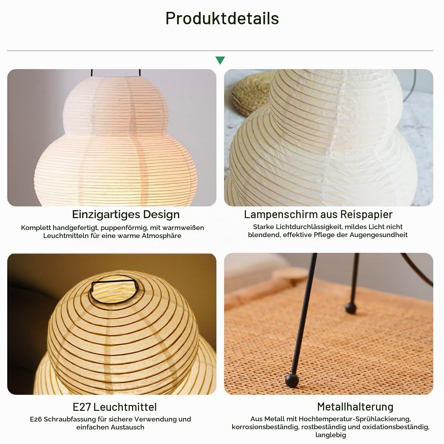 NVKE Reispapier Lampe Retro Wabi-sabi Nachttischlampe Nachtlicht Gemütliche Tischlampe Tischbeleuchtung Dekorative Tischleuchte Stimmung Tischlicht Papierlampe Wohnzimmer Schlafzimmer Deko Lampe(A)