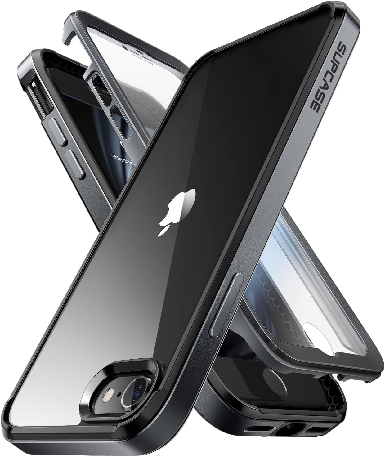 Unicorn Beetle Edge XT Series Case for iPhone SE (2020/2022) /iPhone 7 /iPhone 8, Slim Frame Clear Protective Case with Built-in Screen Protector (Black)