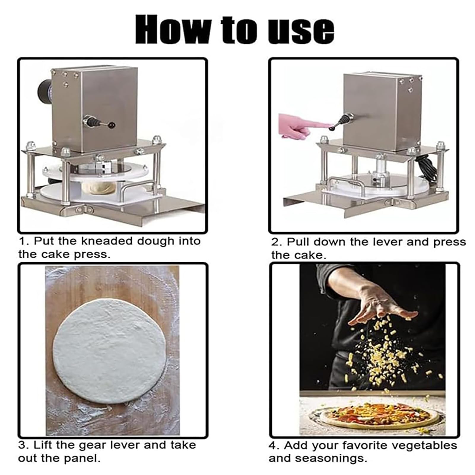 MINHUIJIHUI Elektrische Teigpresse – Edelstahl Pizza Presse 30cm Für Pizzeria & Haushalt, Vollautomatisch