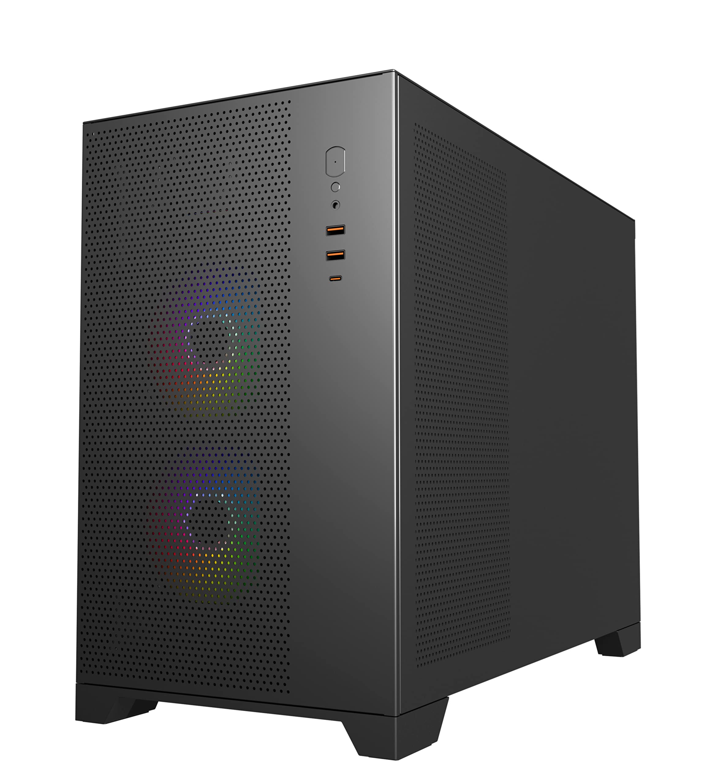 P480MB-E RGB ATX PC obudowa (4 x 12 cm modułowy wentylator ARGB Pirate Oko, zarządzanie kablami, 10-portowy koncentrator wentylatora, PWM, SYNC) czarna