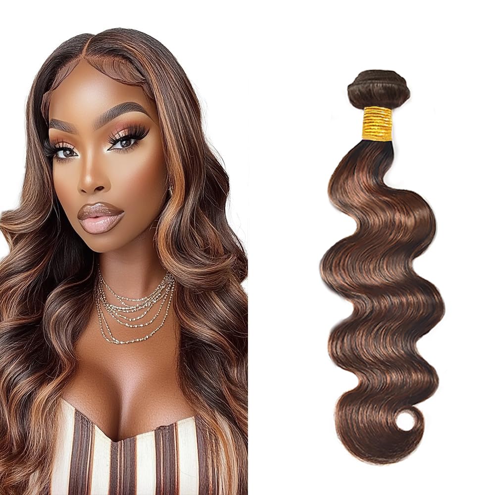 Lakaisa P4/30 Highlight Brown Body Wave Human Hair Bundles 34 Inch Doubles Weft 100% Unprocessed Glueless 1 Bundles 100g Human Hair Extension For Woman