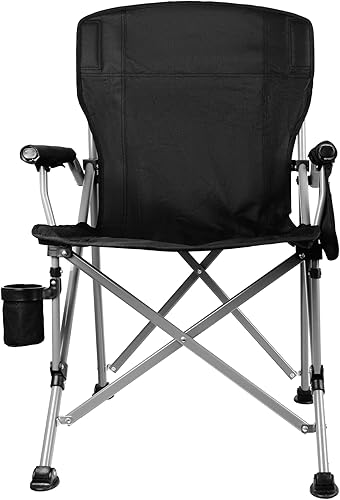 Silla de camping plegable con portavasos y bolsa de almacenamiento, soporte resistente de 404 libras, silla de campamento portátil plegable de gran