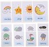 Pack of 12 Piece Weather Flashcards for Laminated Colourful Cartoon Designs Promotes Concentration and Memory Early Education for Preschool Children