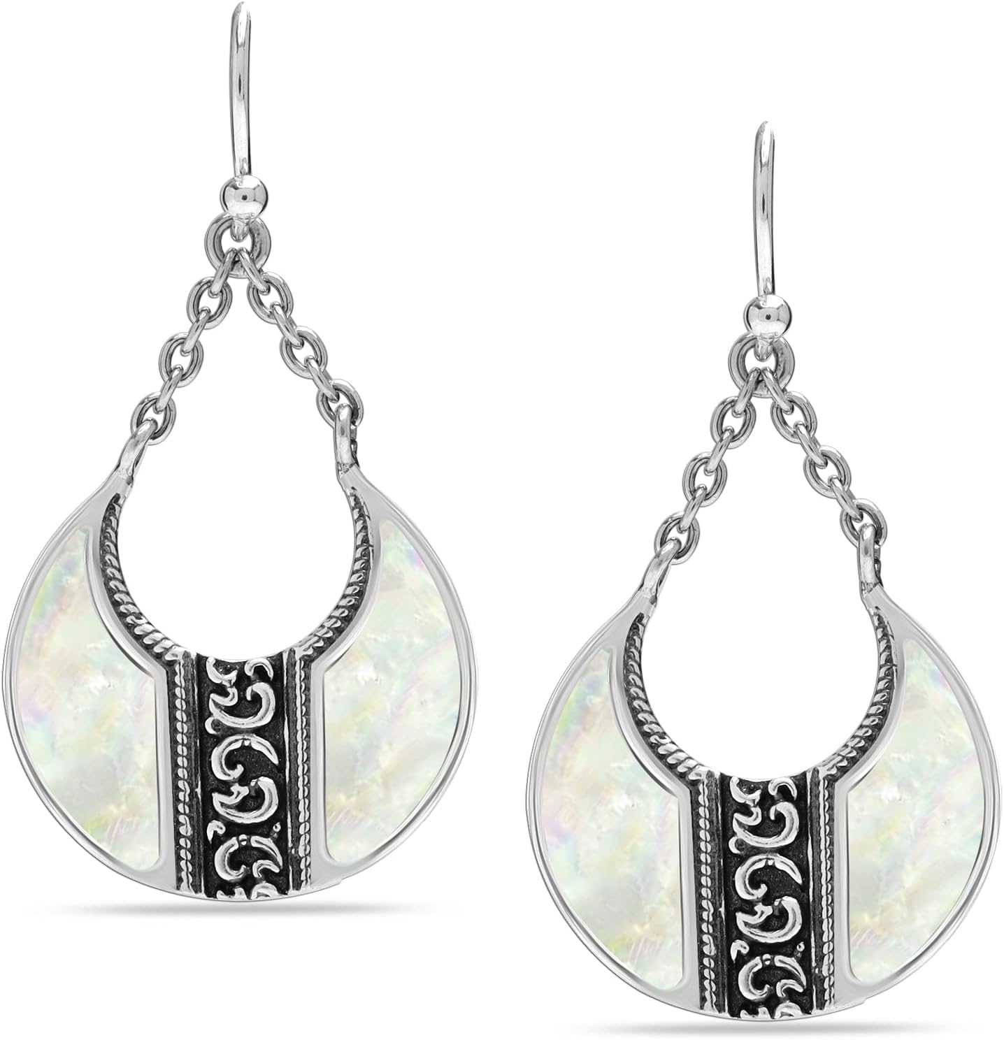 LeCalla 925 Sterling Silver Earrings Lightweight Mother of Pearl Stud Drop Dangle Earring for Women