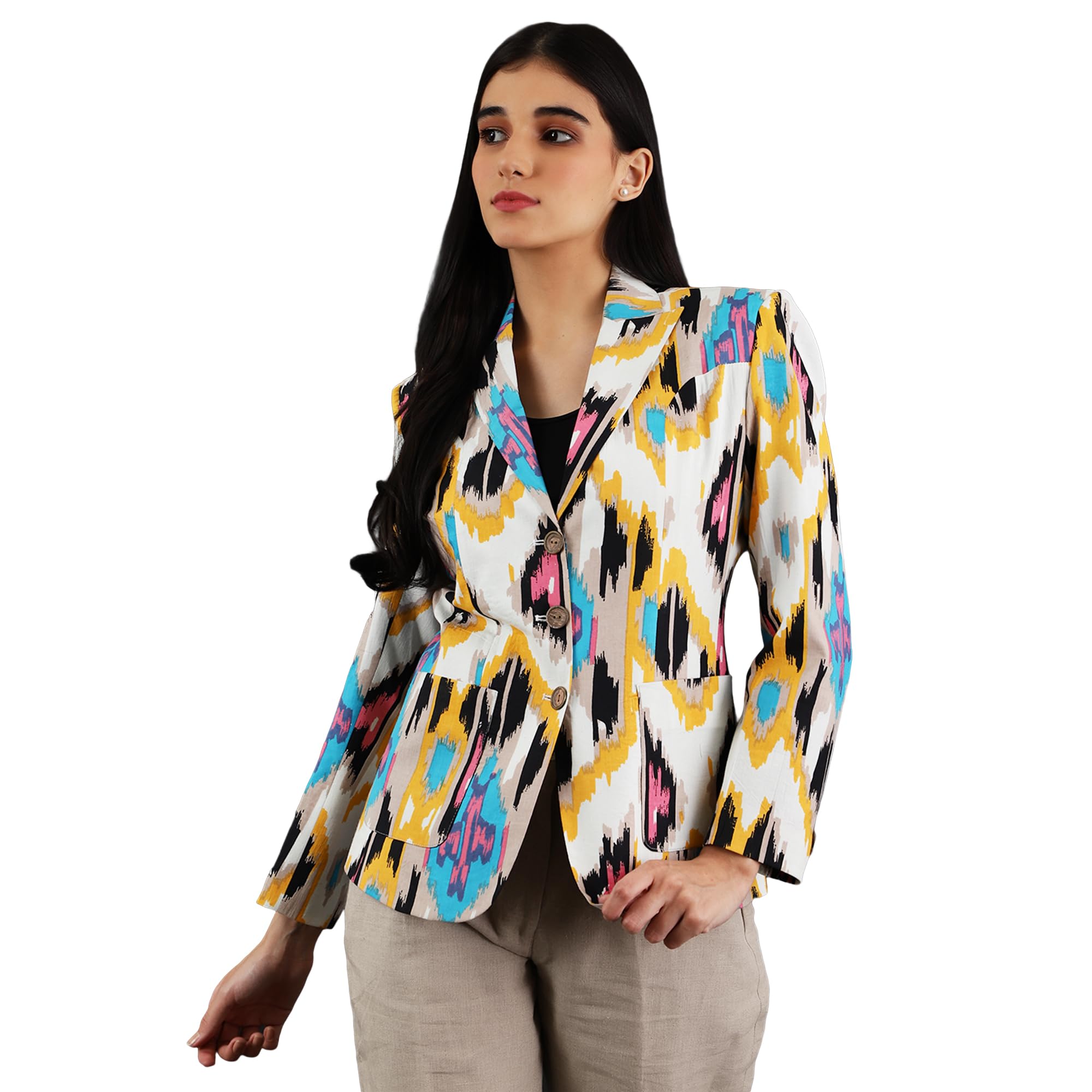 indophilia Women's Jaipur Cotton Multicolored Blazer-picture-53