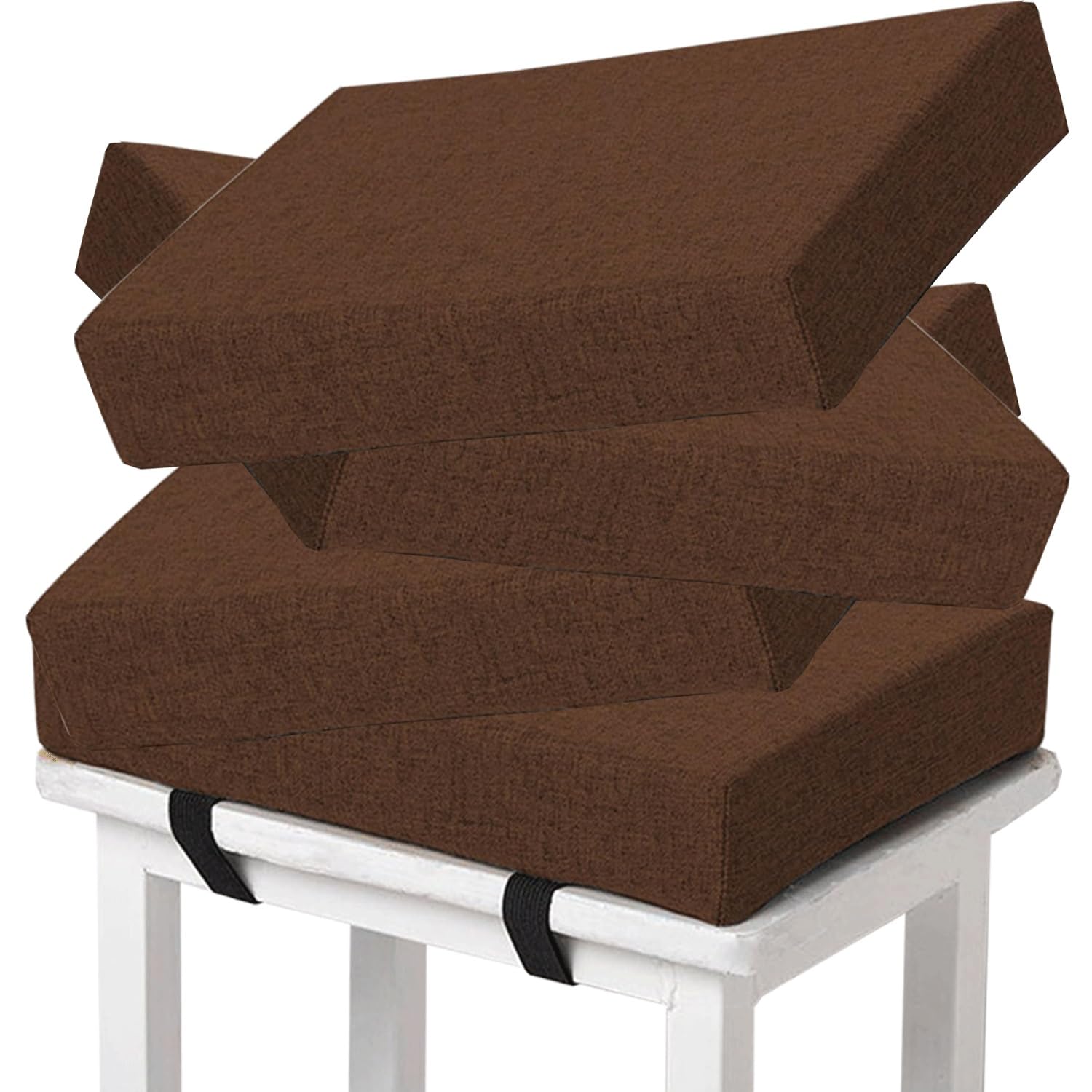Memory Foam square Seat Cushion3/ 5/8cm thick,35/40/45/50cm rectangular Stool Cushion,Anti - Slip, Seat Cushion seat pads dining chairs with Removable Cover for Kitchen Bar Chairs(H7,4pcs 24x34x5cm)