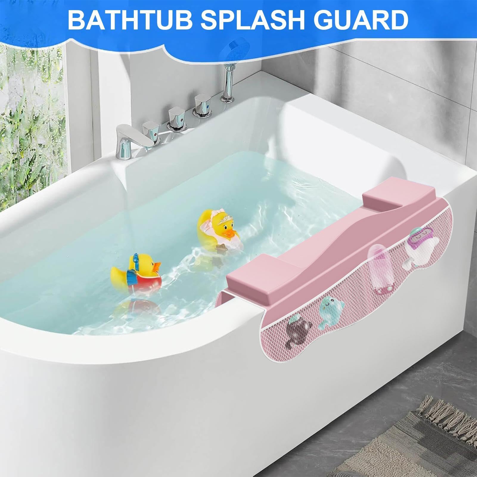 Badewannen-Spritzschutz 4 Netztaschen Badewannen-Spielablage | Ablage für die Badewanne Spielbereich in der Badewanne für Kinder und Spielzeugaufbewahrung im Badezimmer