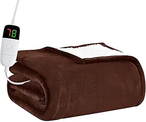 BOMOVA Heated Electric Blanket Twin - 62" x 84" Heating Blanket with 10 Heating Levels & 8 Hours Auto Off, Warm Flannel Blanket with Over-Heat Protection, for Women, ETL & FCC Certified