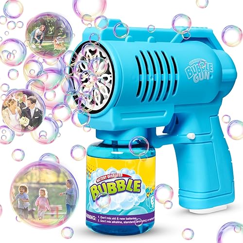 Pistola de burbujas para niños, silenciosa, automática, de 10 agujeros con burbujas LED, para hacer burbujas, juguetes para hacer burbujas más de