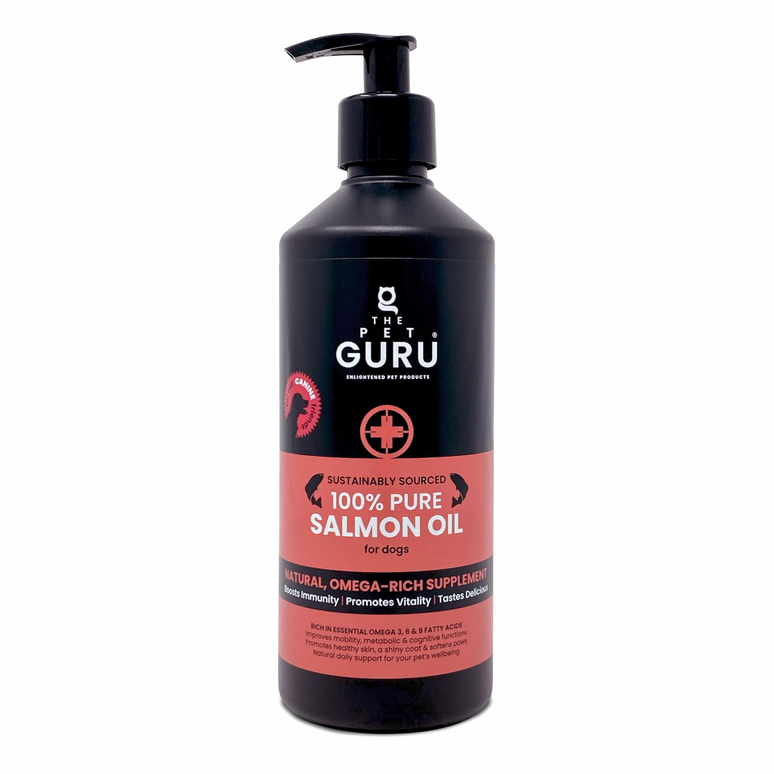 The Pet Guru Pure Scottish Salmon Oil for Dogs, 100% Natural, Omega 3,6,9 Fatty acids, Glossy Coat, Supports Joint, Heart & Brain Health, Itchy & Flaky Skin Relief, Premium Supplement, 500ml