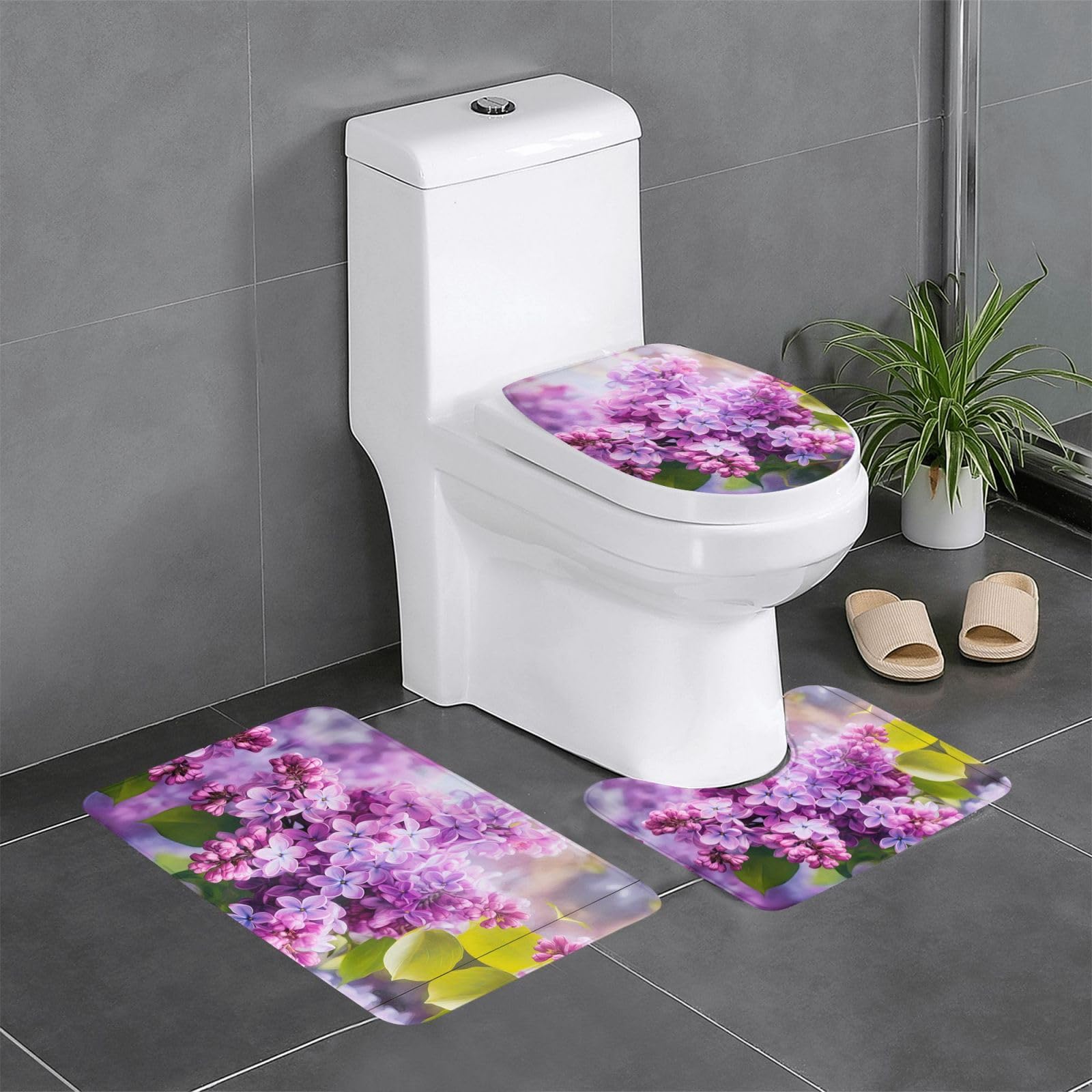 Tapis de salle de bain lot de 3 tapis de contour ovale et rectangulaire pour WC et coiffeuse