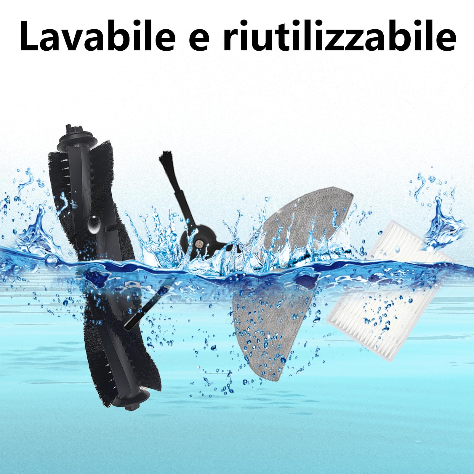 21 Pezzi Accessori per Tapo RV20 Max Plus / RV20 Max / RV30 Max Plus / RV30 Max Aspiratore, 1 Spazzola Principale, 4 Filtri, 4 Asciugamani, 6 Sacchetti di Polvere, 6 Spazzole Laterali