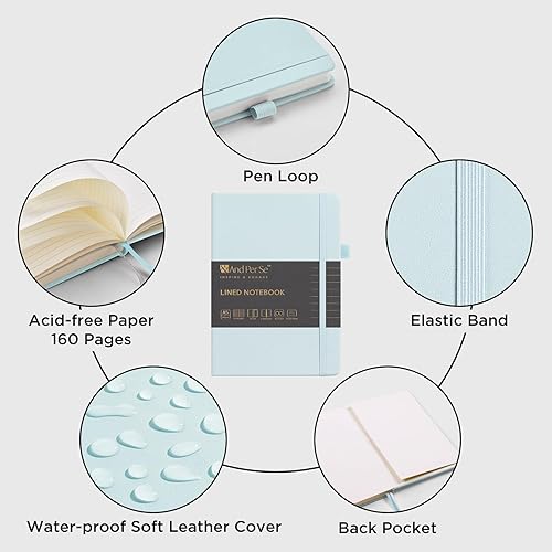 Vista 4 de &And Per Se Lined Journal Notebook, 160 Pages, A5 5.7 x 8 inches College Ruled Thick Paper Notebook Journals for Writing, Hardcover Notebooks for