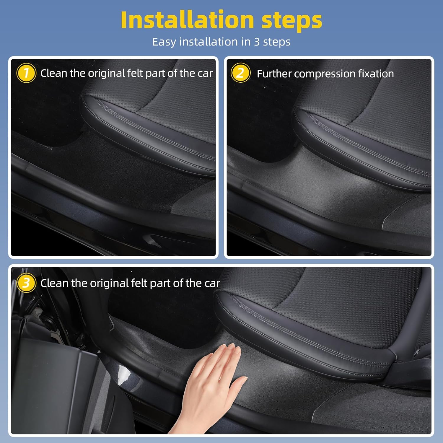 TPE Anti-Slip Protectors for Tesla Model Y Juniper 2025 Premium 5-Piece Interior Armor Kit | Custom-Fit Door Sill Guards + Rear Seat Shield TPE Anti-Slip Protectors (Black)