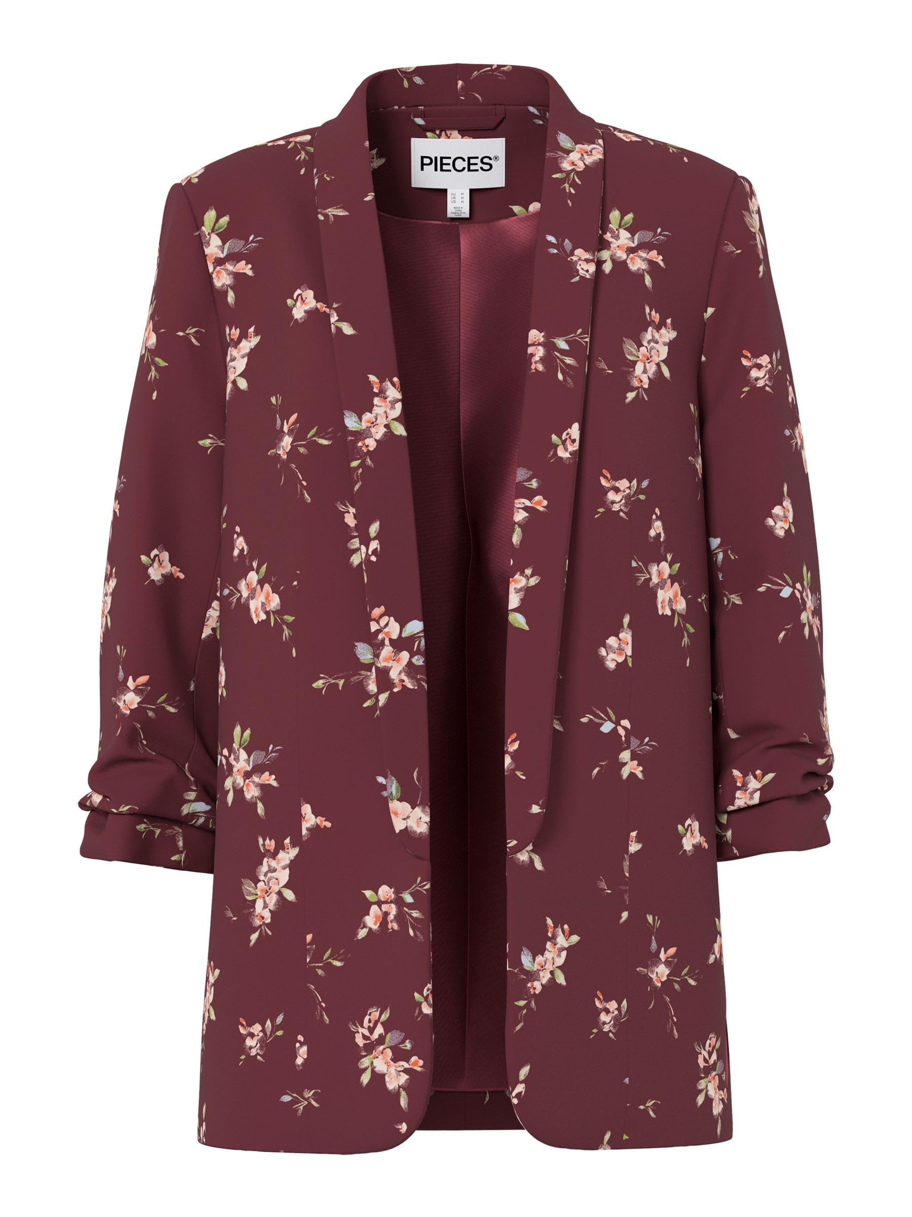 PIECES Womens Pcbosella 3/4 Printed Blazer Noos Bc, Tawny Port, XXL UK