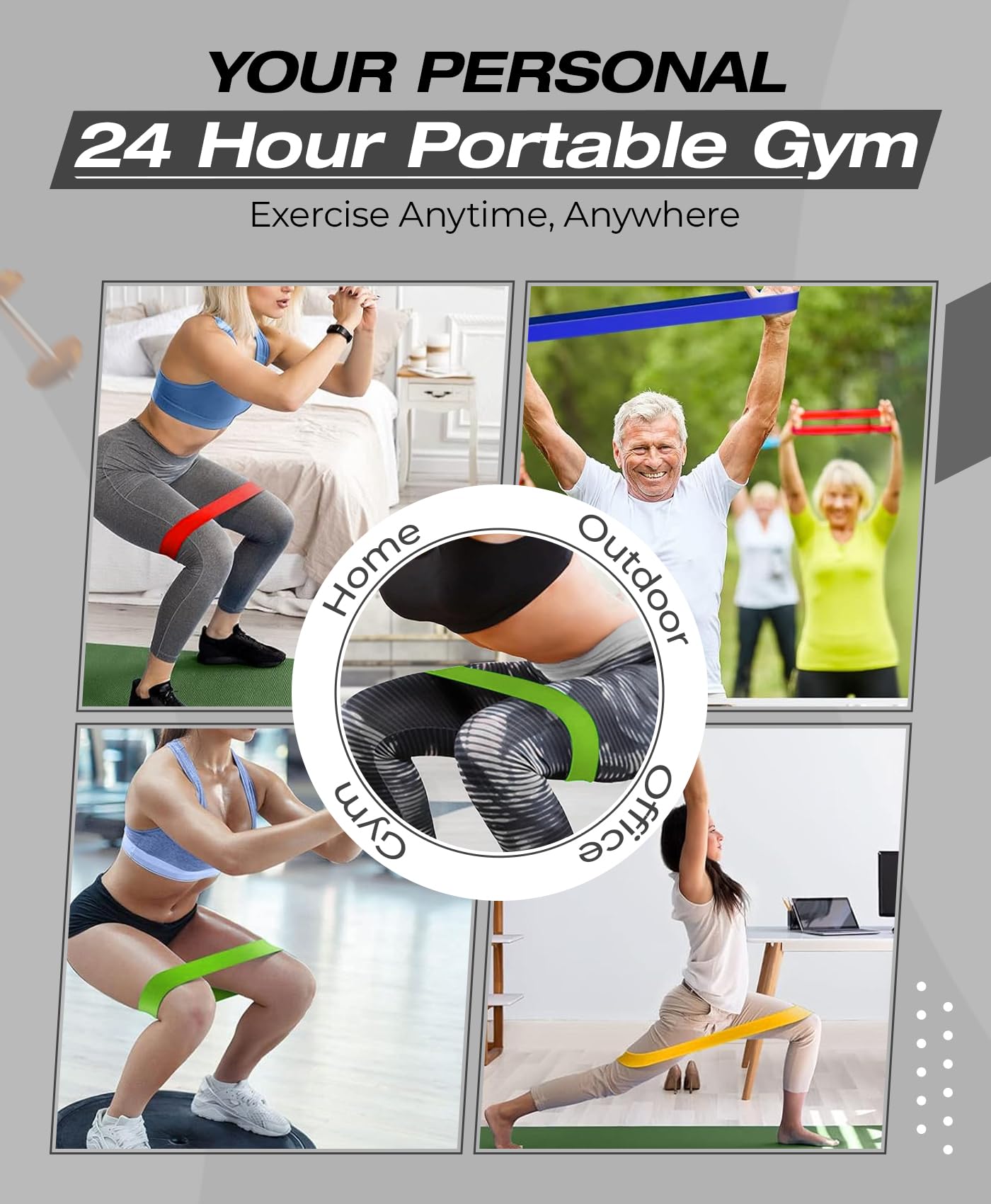 Bingwaah - Widerstandsbänder - Set mit 5 elastischen Gummibändern aus Naturkautschuk für Übung, Stretching, Krafttraining & Reha - 5 Widerstandsstufen, tragbar & langlebig für Zuhause & Fitnessstudio