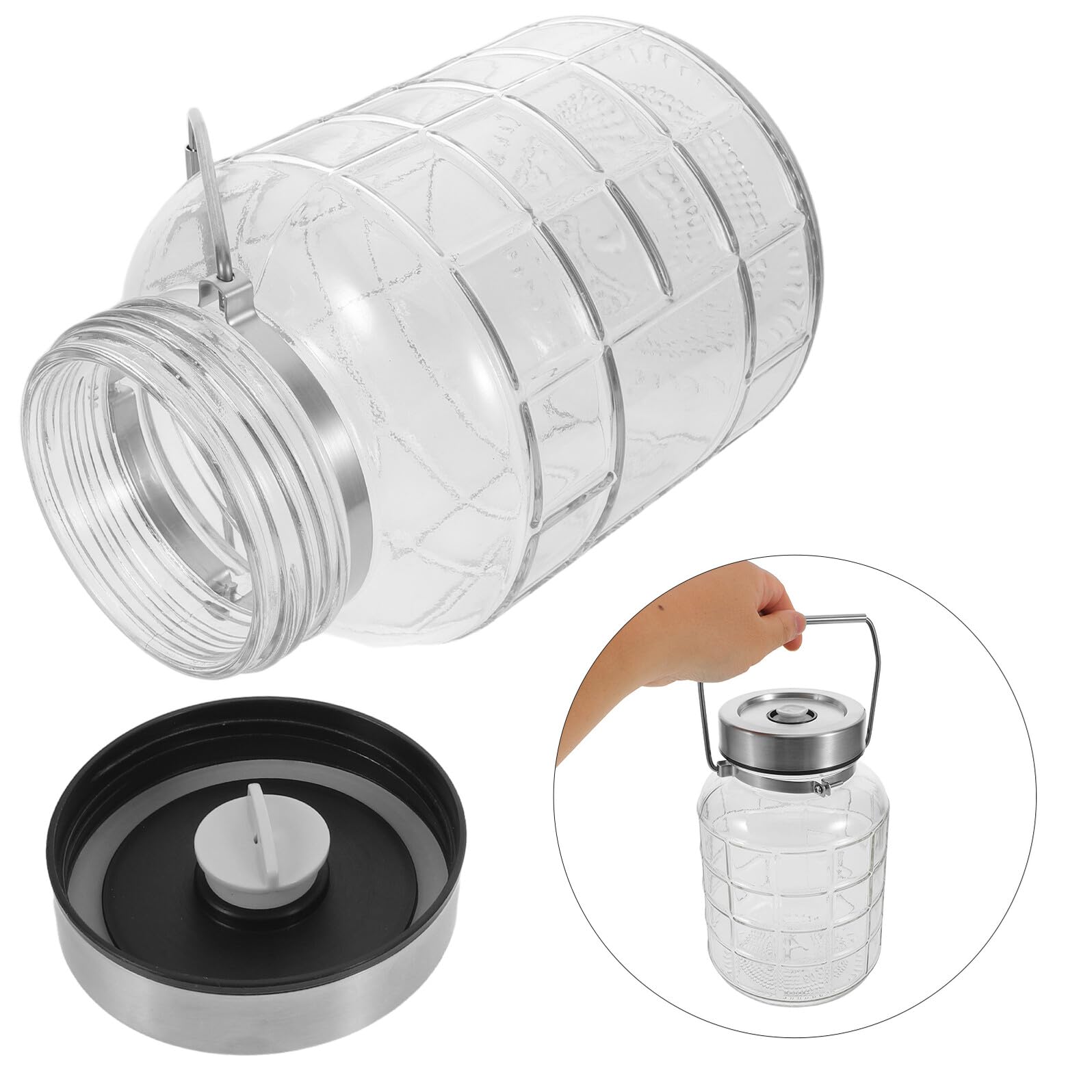 Vaso in Vetro per Fermentazione con Valvola di Sfiato Ermetico Contenitore per Conservazione Alimenti in Cucina Barattolo per Fermentare Verdure Spezie e Conserve
