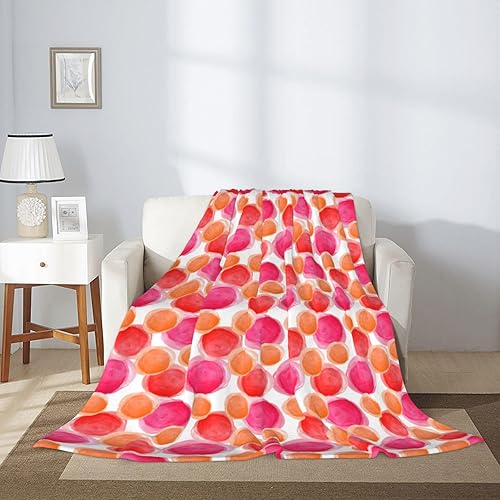 Miniatura 4 de Manta de forro polar rosa y naranja, ligera, suave y acogedora para niñas y mujeres, para sofá, cama, sofá, viajes, campamento, 50 x 60 pulgadas