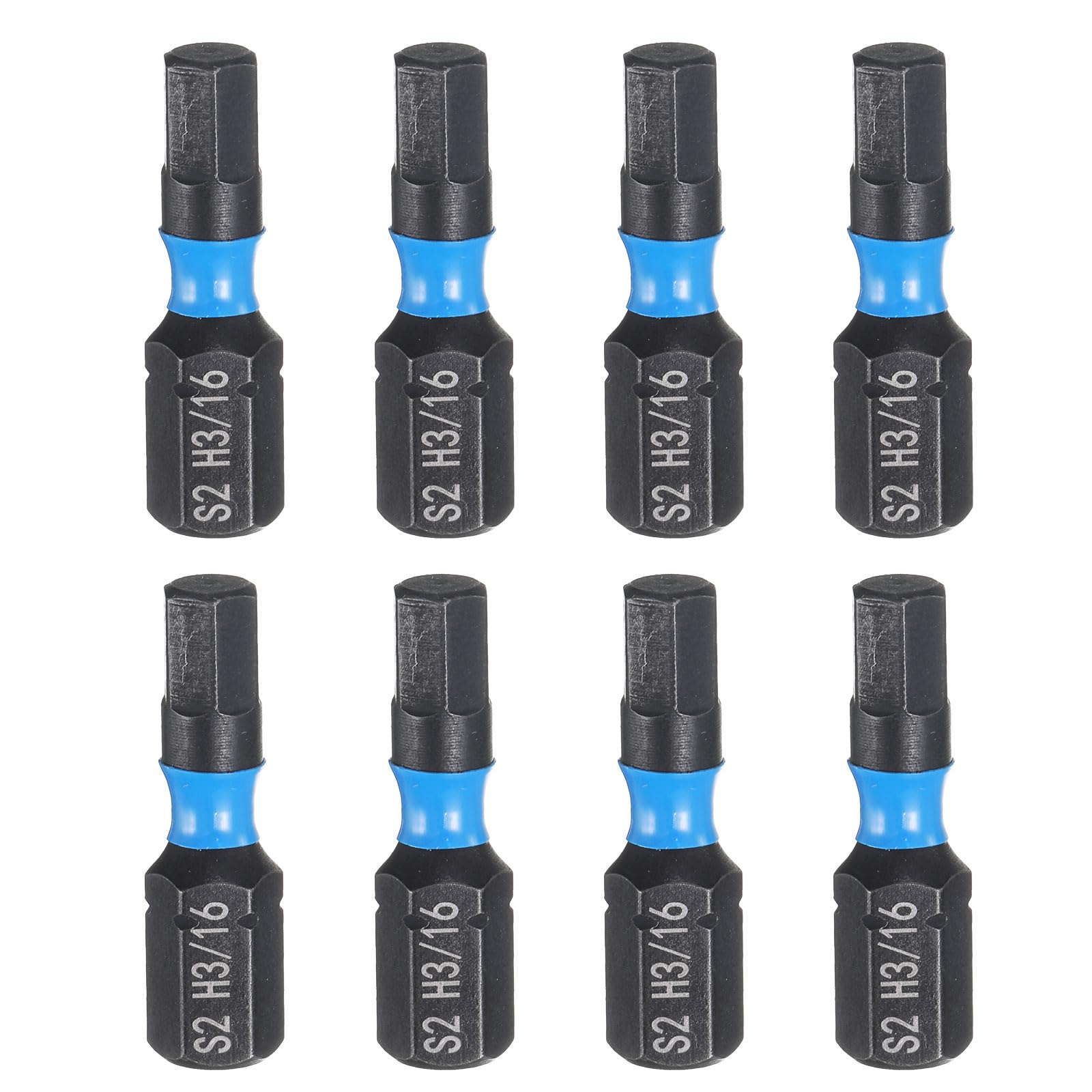 HARFINGTON 8pcs H3/16 SAE Hex Screwdriver Bit 1/4" Hex Shank 25mm/1" Length Magnetic Hexagon Head Hex Bits S2 Steel Screw Driver Bit Industrial Grade