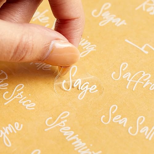 Miniatura 7 de Talented Kitchen 272 etiquetas adhesivas para especias, etiquetas transparentes para tarros de especias preimpresas para condimentar hierbas,