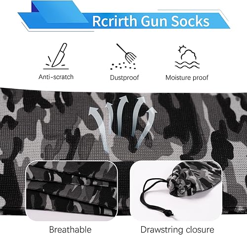 Miniatura 3 de Rcrirth 4pcs Gun Socks For Rifles And Shotguns  Knit Gun Sock 52 X 4.2 Inches - Elastic Design Rifle Sock Gun Sleeve with Drawstring Closure For