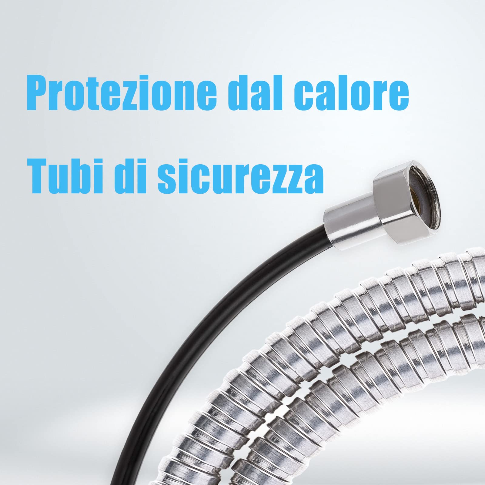 Soffione Multifunzionale+Tubo Doccia Universale 3 Modelli di Uscita,Ugello in Silicone Resistente al Calcare e Allo Sporco,Finitura Cromata,Facile da Installare e Pulire (Tre Marce-06605)
