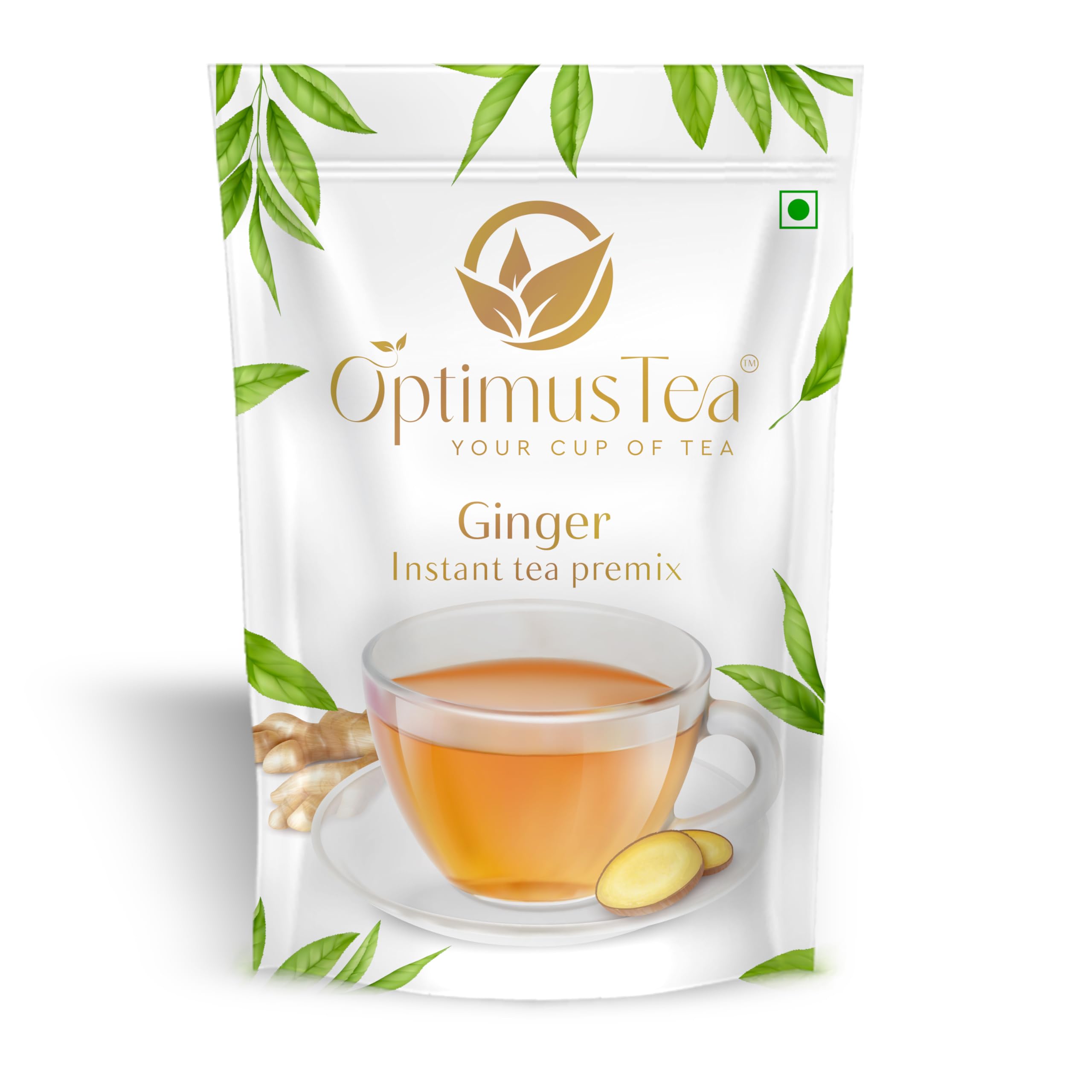OptimusTea Instant Ginger Tea Premix | Ready To Drink Adrak Karak Chai, Just Add Hot Water | Permium Instant Tea Mix Powder | Ginger Flavour Chai, 1Kg