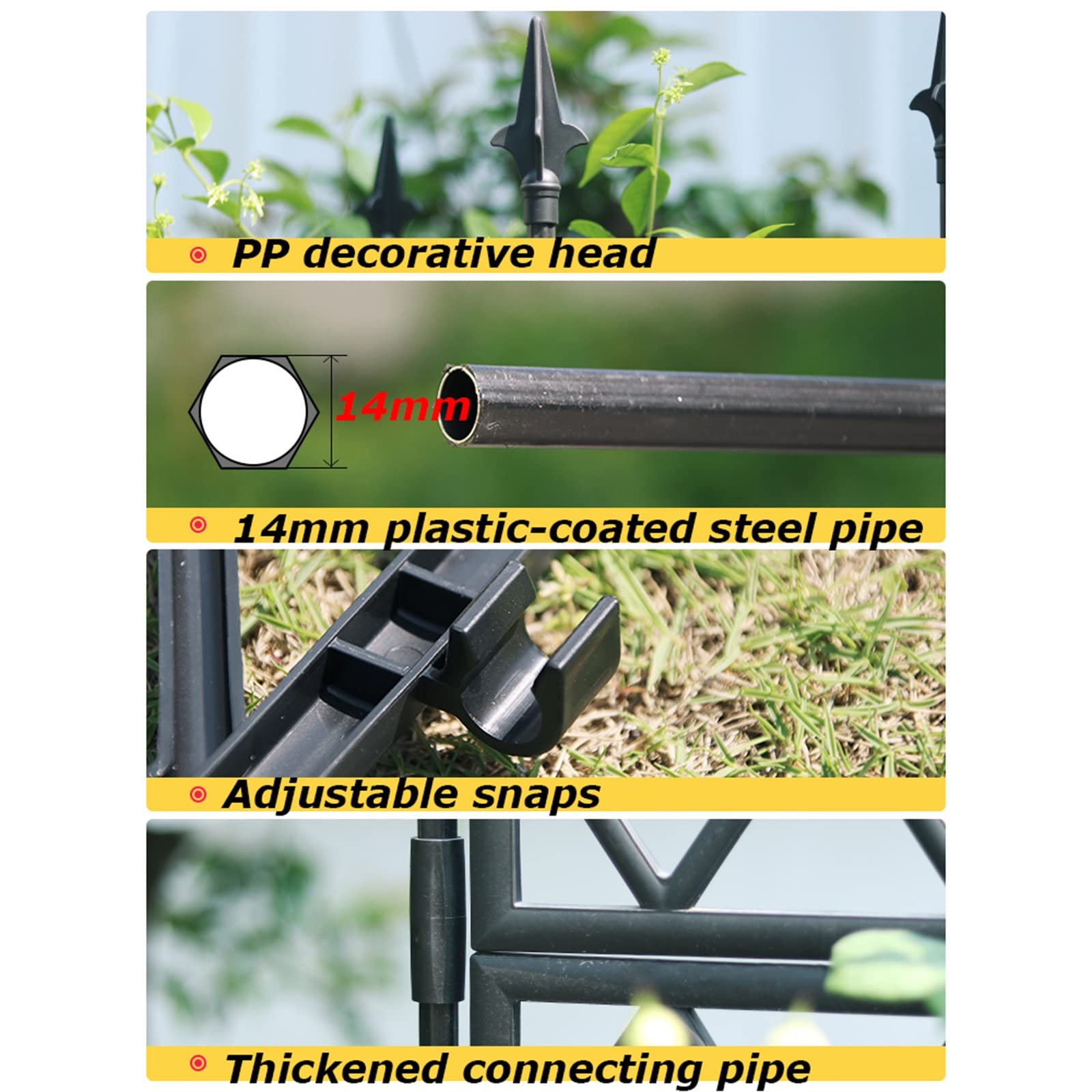 Ogród zewnętrzny metalowy płot do roślin pnących wsparcie dla roślin doniczkowych rura stalowa powlekana PE patio dekoracyjna dekoracja ścienna 57 x 220 cm idealna dla miłośników roślin i ogrodników