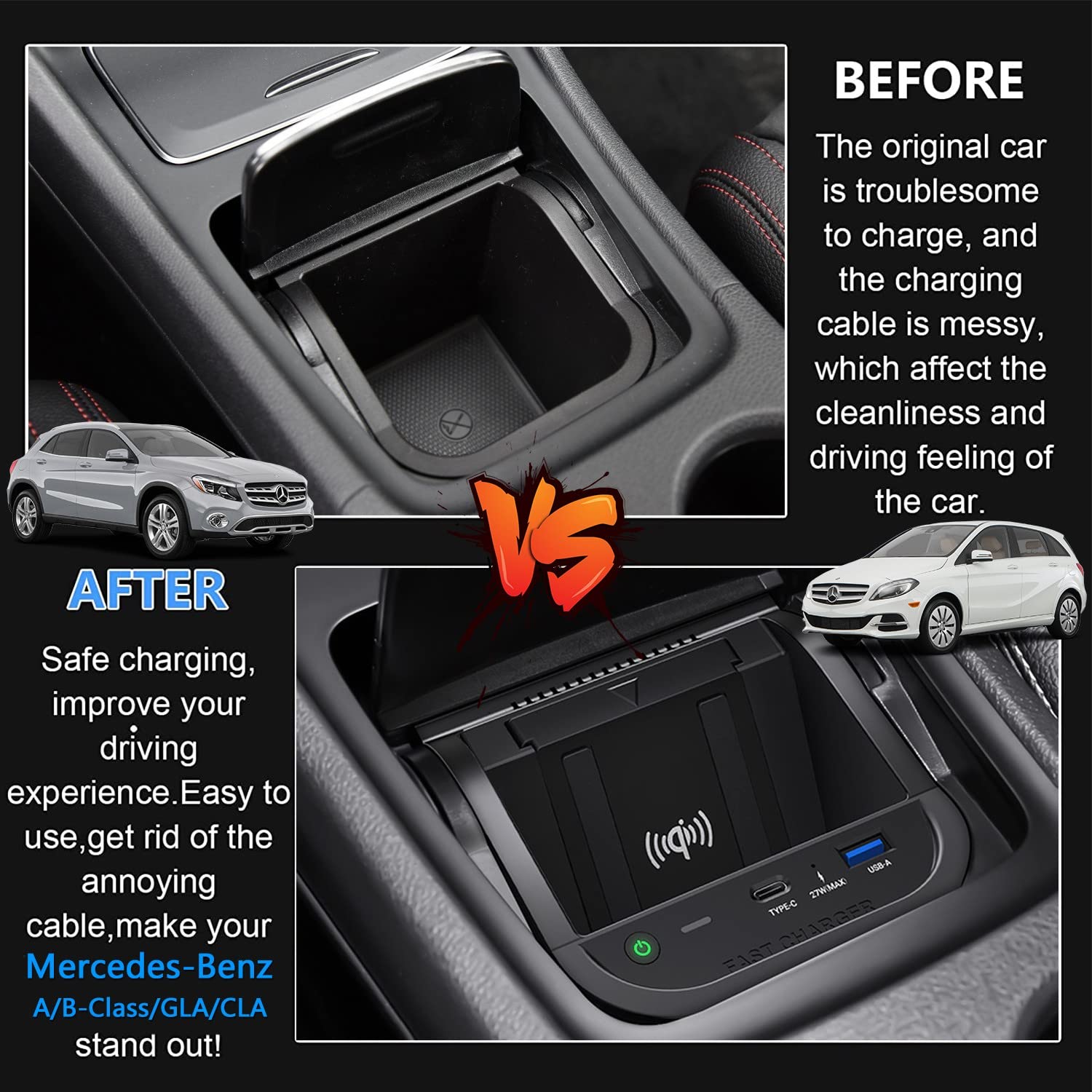 Amazon.co.jp: 車載ワイヤレス充電器 メルセデスベンツ A/B-Class GLA