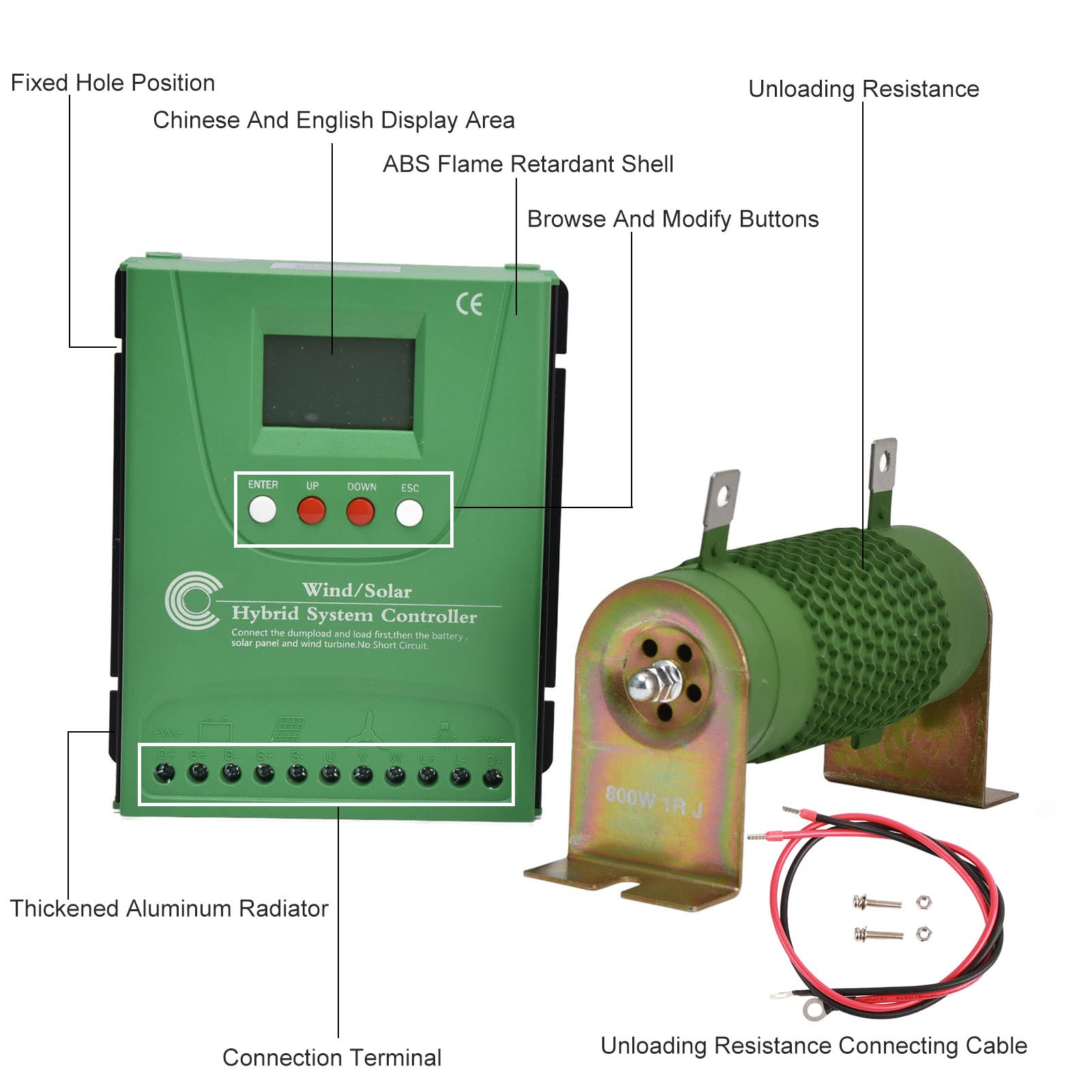 MPPT Wzmocnienie Kontrolera ładowania Hybrydowy Słoneczny Słoneczny System, Moc Wejściowa Wiatru 800 W, Moc Wejściowa Słoneczna 600 W