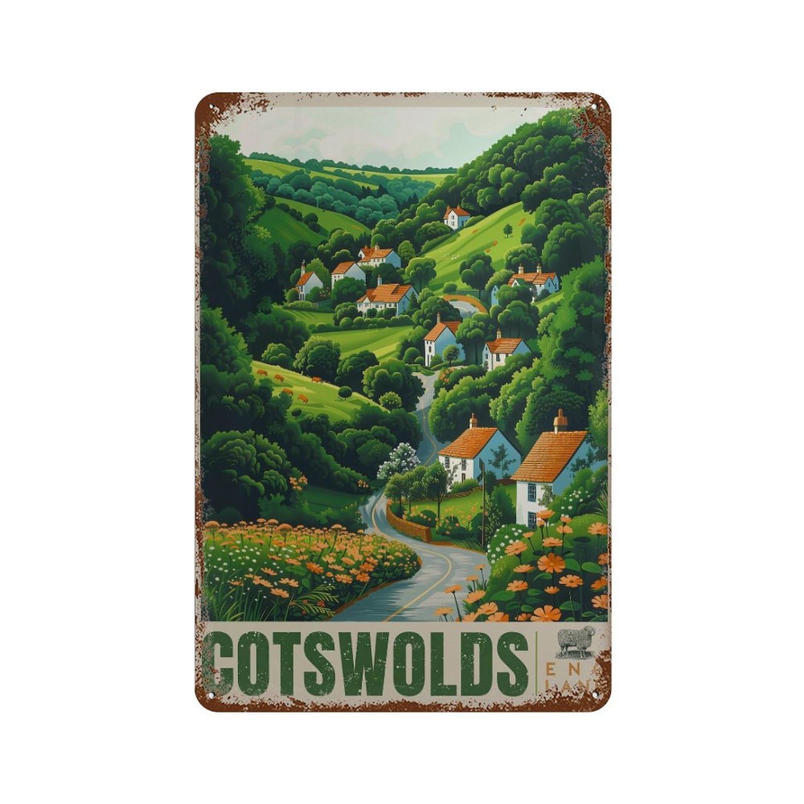 xiaoxiaoshen Cotswolds England Travel UK National Park (2) Wall Decor Art Metal Tin Poster Modern Home Decor Art Home Bar Shop Decorations Vintage Sign 30x20cm