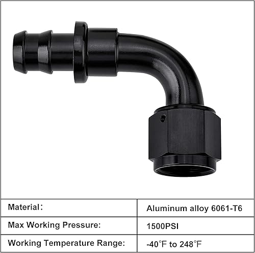 Miniatura 9 de EVIL ENERGY 6AN recto empuje bloqueo manguera extremo negro 4PCS