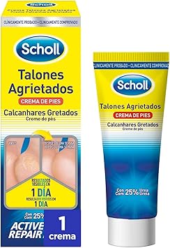 Scholl Crema Reparadora Talones Agrietados, 60 ml - Hidratación Intensiva con Urea 25%, Active Repair K+ y Queratina, Repara Pies Secos, Agrietados y Dañados, Resultados desde el Día 1