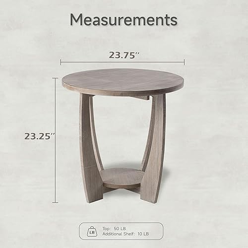 Miniatura 3 de Mesa auxiliar rústica de granja con estante de almacenamiento, mesa auxiliar francesa para familia, comedor o sala de estar, espacios pequeños,