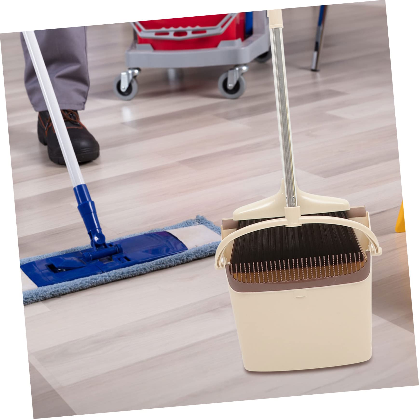 PRETYZOOM Stainless Steel Broom Dustpan Set Floor Sweeper Dust Pan Broom Kit Home Cleaning Supplies