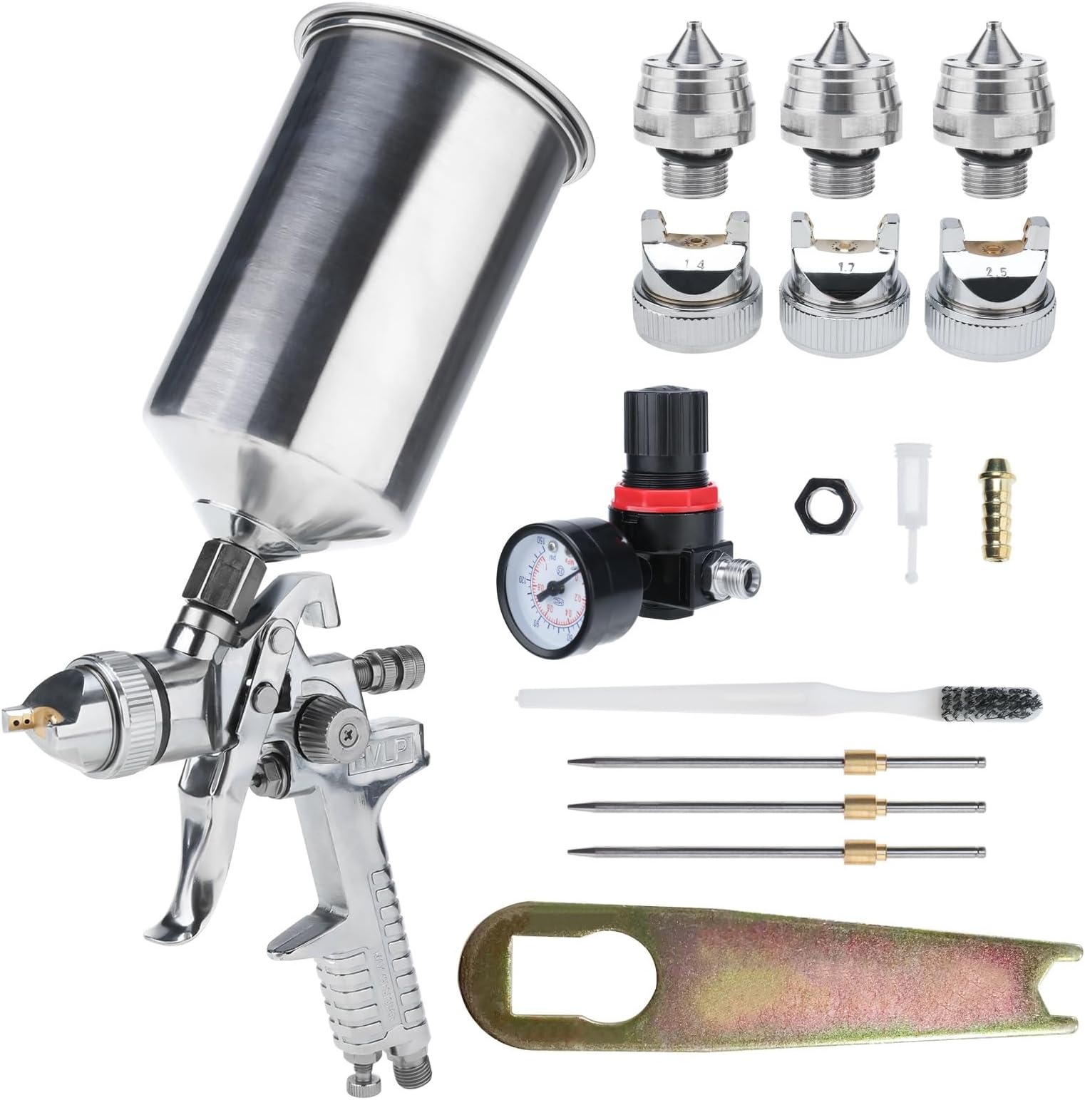HVLP Pistolet à Pulvérisateur pour compresseur 3 buses 1,4 mm 1,7 mm 2