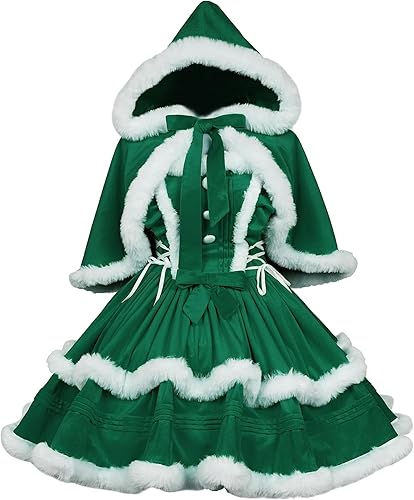 ZZEQYG Vestidos de Navidad para mujer, color sólido, a la moda, cálido, vestido halter con capa